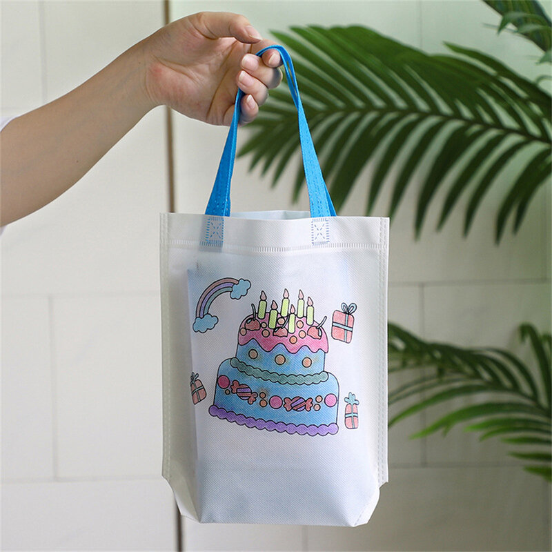DIY Coloring Graffiti Bag for Kid Gift Toy Storage Eco-friendly Reusable Non-Woven Fabric Mini Shopping Bag Hand-painted Handbag
