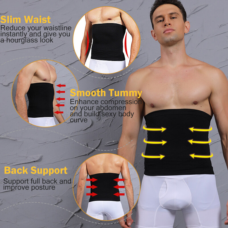 Mens Waist Cinchers Tummy Control Belt Shaping Band Shapewear Compression Girdle Belly Fat Slimming Workout Trainer Body Shaper