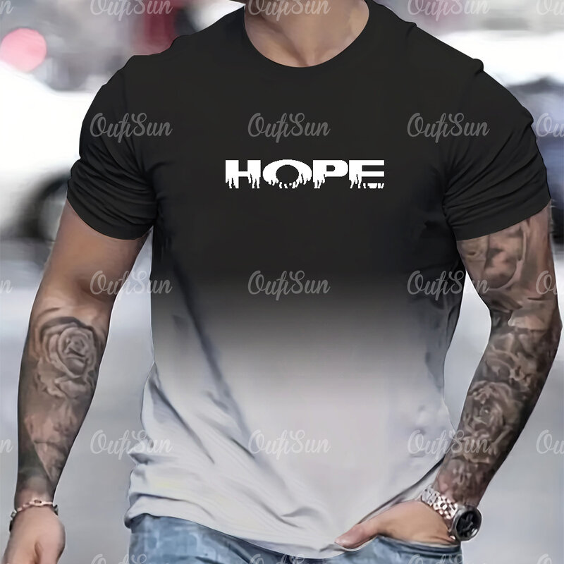 Camiseta informal de gran tamaño para hombre, camisetas de manga corta con estampado de palabras en 3d, ropa de verano