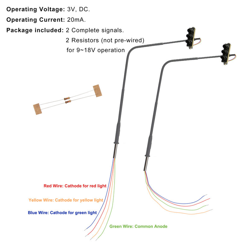 Evemodel HO-luces de tráfico a escala, bloque de señales colgantes de una sola cara para tráfico izquierdo (LHT), JTD8711L, paquete de 2