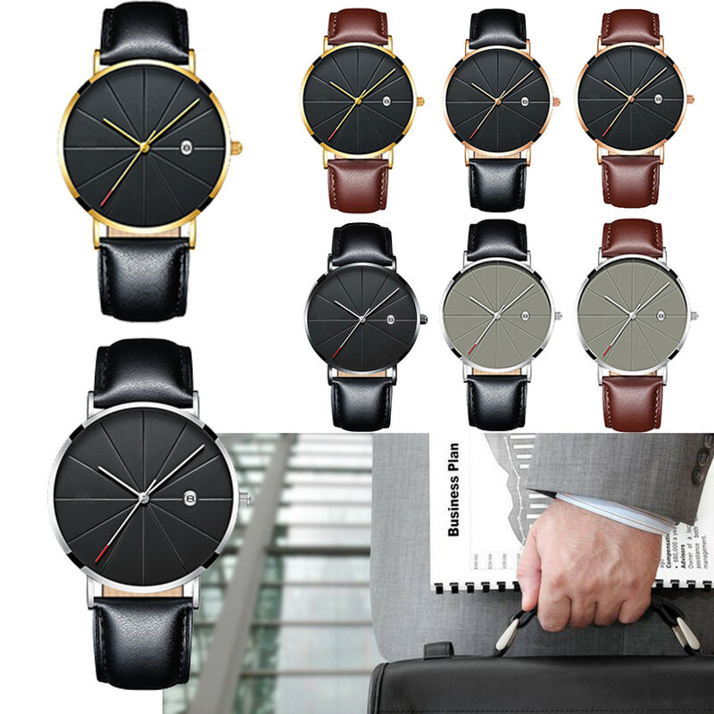 И незаметные деловые повседневные мужские кварцевые часы с кожаным ремешком, модные классические механические часы, мужские наручные часы