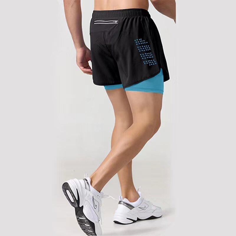 Pantalones cortos deportivos para hombre, ropa deportiva de entrenamiento de doble cubierta, 2 en 1, para playa, trotar, gimnasio, correr, 2023