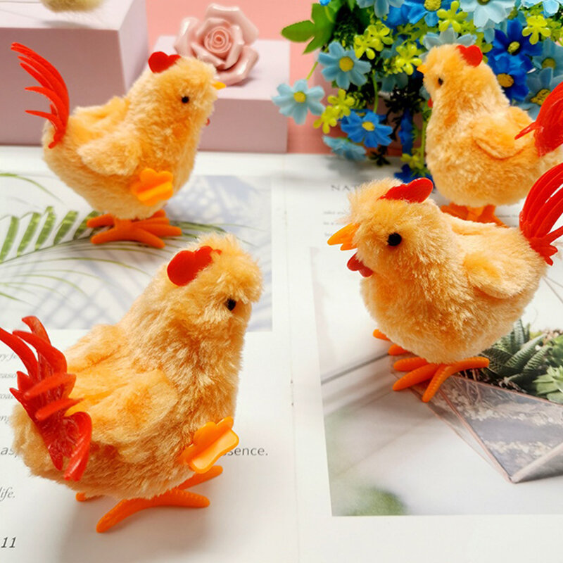 Simulation Big Rooster Wind-up Toy Chicken Clockwork Plush Jumping Toy Easter Gift Kid Educational Interactive Toy Birthday Gift
