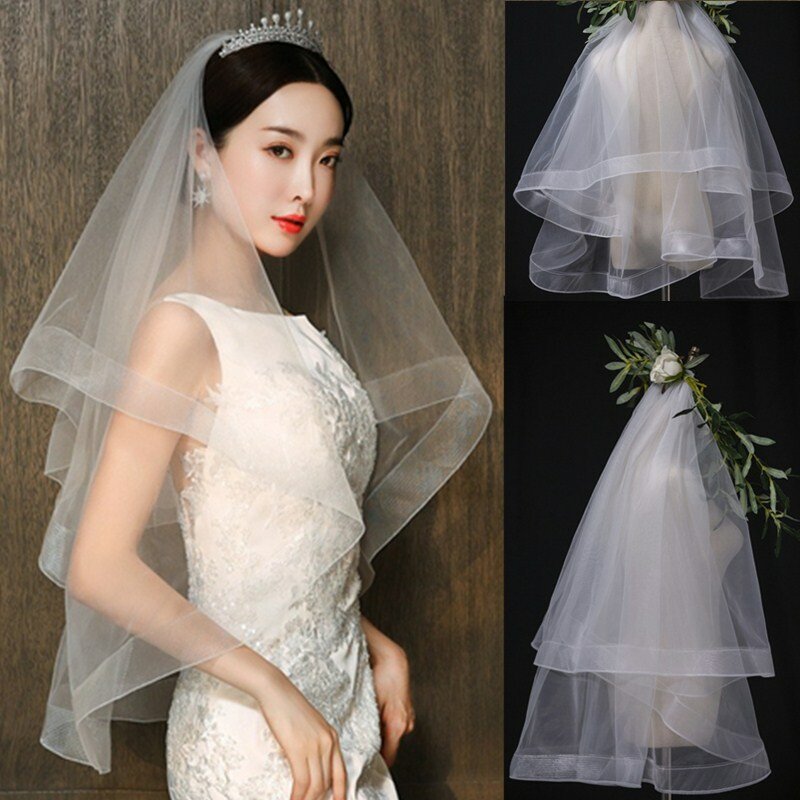 Nieuwe 18 Stijlen Handgemaakte Wit Eenvoudige Mode Lange En Korte Bridal Veil Voor Bruid Voor Huwelijk Fijne Bruiloft Accessoires Hot verkoop