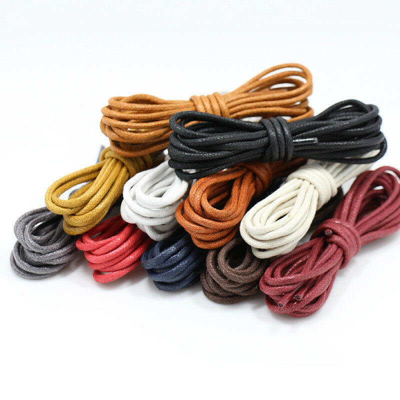 Cordones de zapatos de forma redonda para hombre y mujer, cordones de zapatos de cuero, impermeables, Color marrón y negro, Unisex