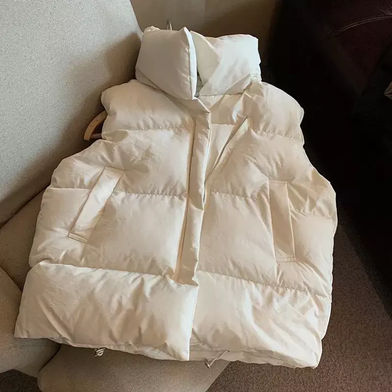 Женский утепленный пуховой жилет Y2K, осенне-зимний свободный пуховик в стиле Харадзюку, повседневная верхняя одежда, короткий жилет, ветрозащитный жилет, пальто