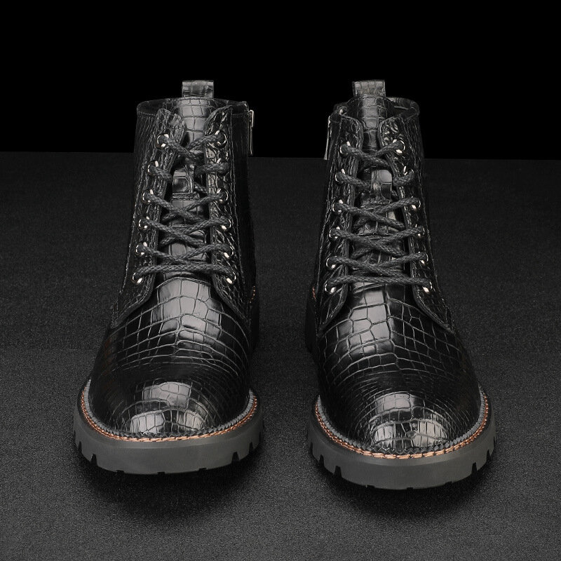 Sipriks Handmade Martin buty skóra krokodyla dla mężczyzn eleganckie gumowe podeszwy botki skóra aligatora Gentleman obuwie