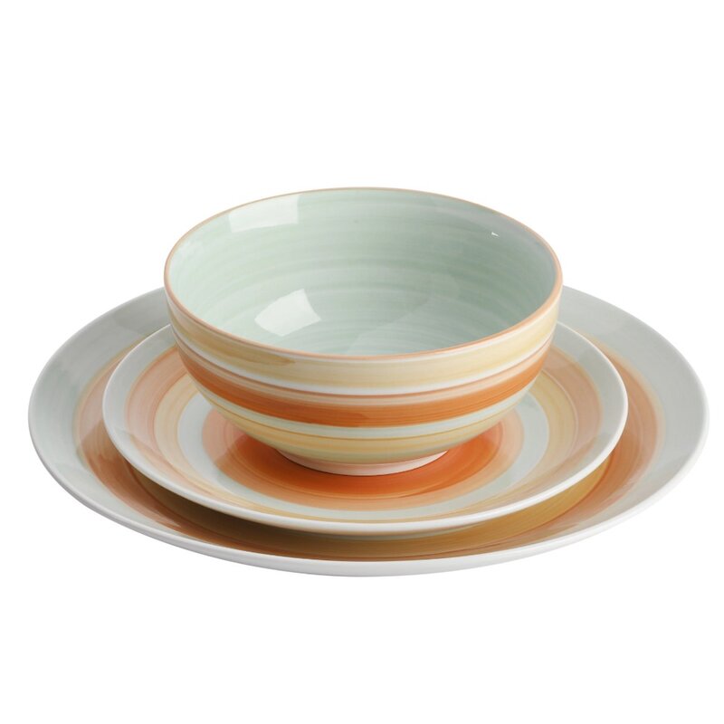 Home Vintage Stripe 12-Piece Porcelain Dinnerware Set by Miranda Lambert
