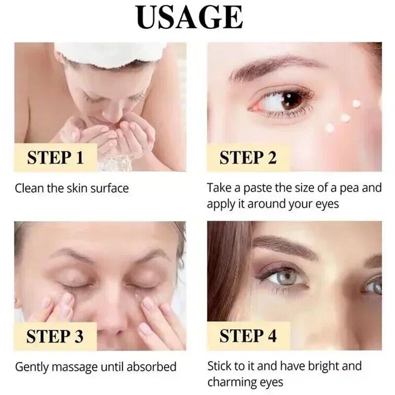 Korean Skin Care Cosmetics, Eye Cream, Reduz os círculos escuros, aperta a pele, hidrata, massagens, essência