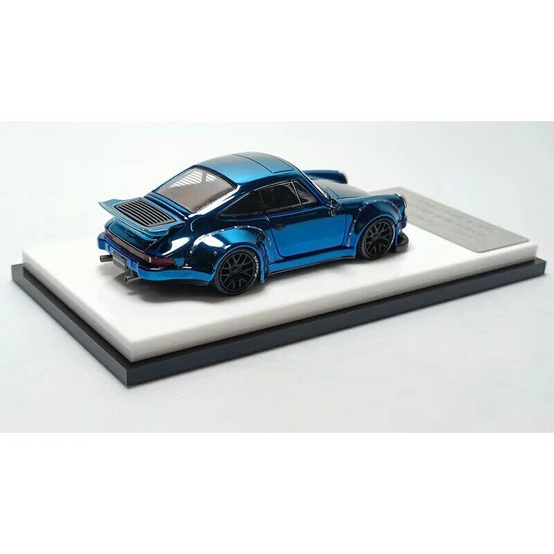 PreSale MC 1:64 RWB 930 Whale Wing Chrome Blue Diecast Diorama Car Model Collection Miniature Toys