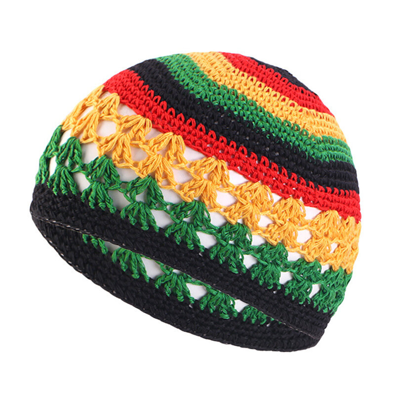 Color Cotton Cap For Women Men Prayer Hats Winter Keep Warm Islamic Beanie Knitting Hats Crochet Handmade  Head Accessories