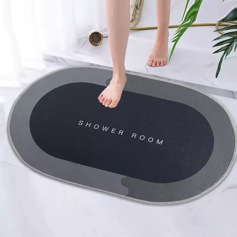 BGZLEU-Tapis de sol HOFloor super absorbant, lea de douche pour devant de la baignoire, salle de douche (16x24 po) (noir)