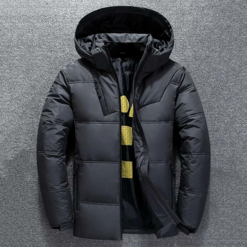 Favolosa giacca invernale piumino Extra spesso liscio da uomo con protezione per il collo