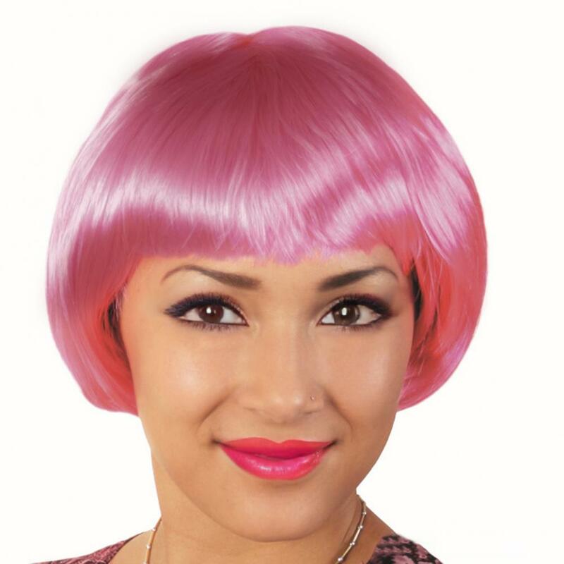 32cm donne colorate parrucca corta diritta con frangia ragazze Cosplay Bobo parrucca Trendy donne capelli sintetici partito Costume Cosplay
