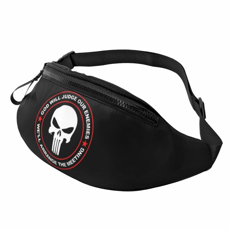 Punisher Skull Sleeve Father's Day Gift Custom Plus Size Party Camiseta Belt Bag Accessories Trendy For Unisex Dumpling Bags