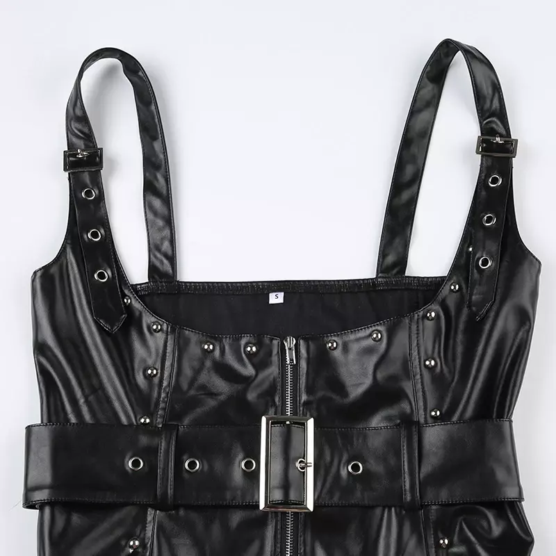 Punk Gothic Cummerbund Women Black PU Leather Zipper Eyelet Buckle Belt Bustier Fashion Streetwear vita corsetto accessori