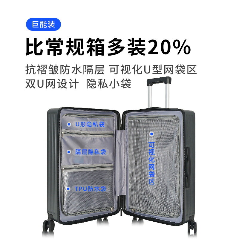 PLUENLI-maleta de gran capacidad para estudiantes, cubierta frontal abierta, con contraseña y rueda Universal