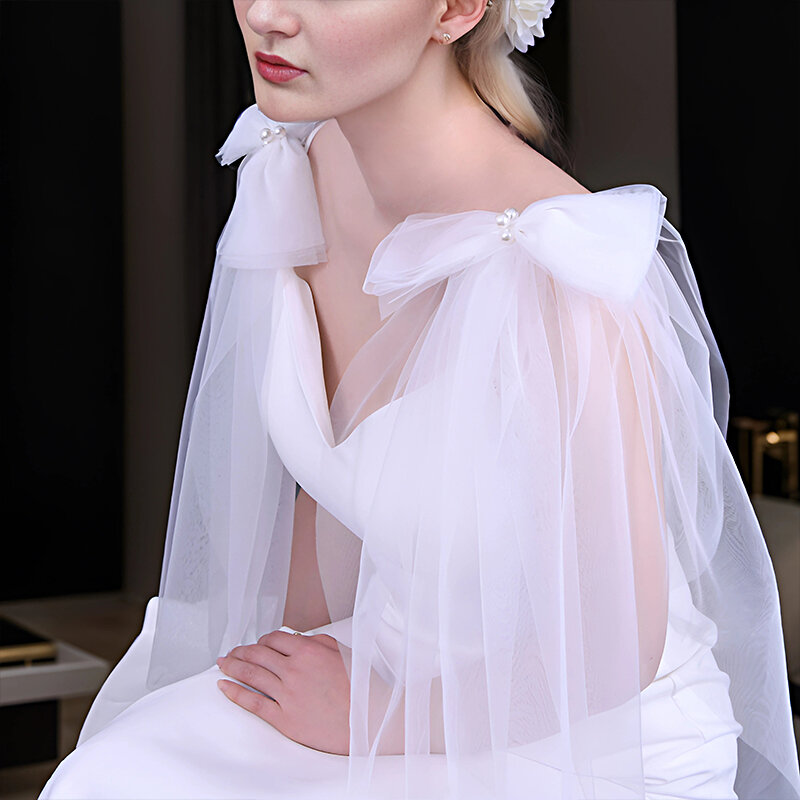 Pretty Bridal Wedding Shoulder Ornament Bow Shoulder Covering Shawl Arm Covering Removable Elegant Accessories