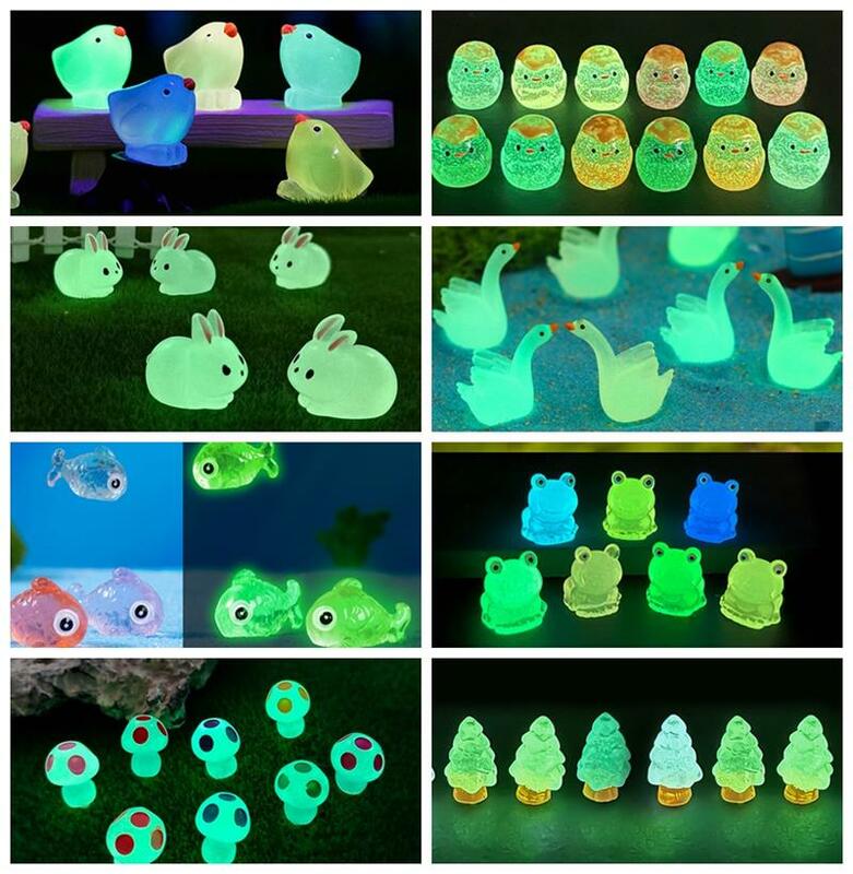 10 sztuk/zestaw świecących drzew Mini zwierząt mikroornament krajobraz świecących na zewnątrz miniaturowa figurka doniczkowych dekoracji domu