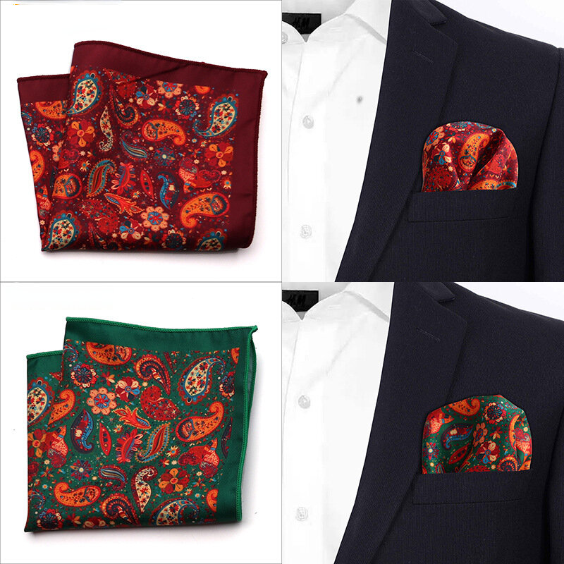 New Design Fashion Mens Pocket Square Handkerchief 23*23CM Paisley Dot Chest Hankies for Wedding Men's Suit Hanky Chest Towel