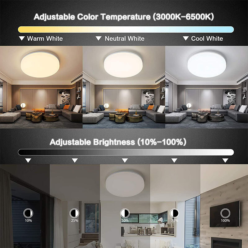 Lonsonho-lámpara de techo Led inteligente Zigbee 3,0, luz RGBCCT de 24W, Compatible con Tuya, Smartlife, Smartthings, Alexa y Google Home