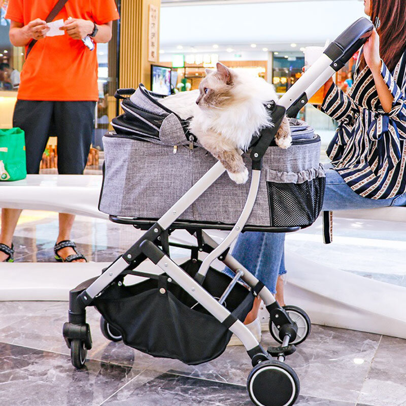 Складная уличная коляска для кошек и собак, 4 колеса, разделительная тележка для собак, легкая коляска для животных-компаньонов, подарок