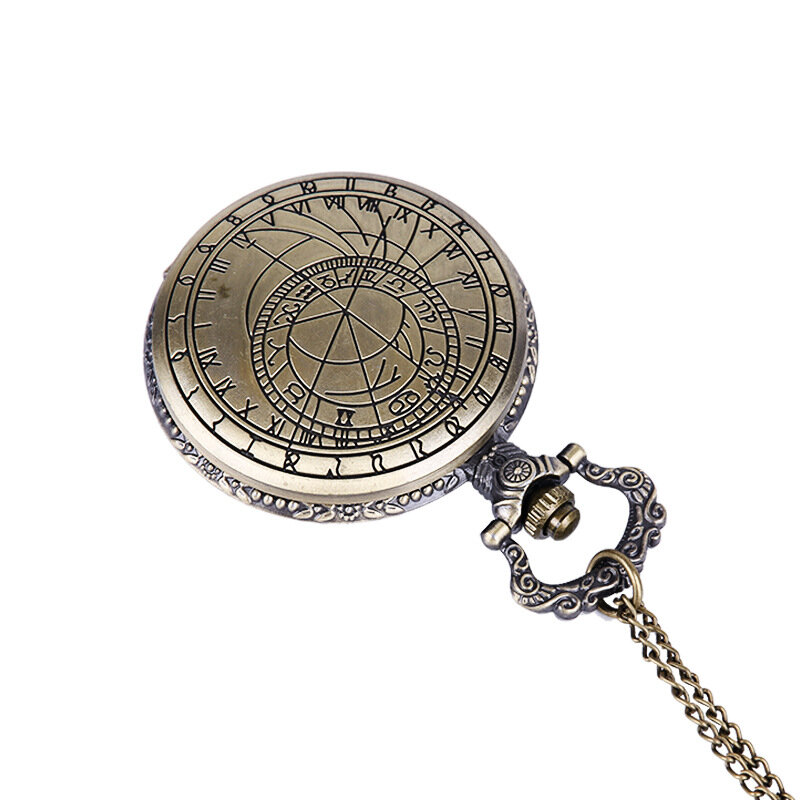 Reloj de bolsillo de cuarzo para hombre y mujer, caja de tallado de lujo Vintage, cadena Fob, bronce, colección de relojes, regalos