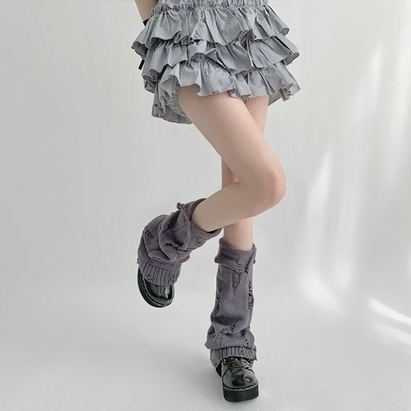 Calcetines cálidos de punto elásticos para niñas, fundas versátiles para piernas, uniforme Harajuku JK, botas, Lolita, novedad