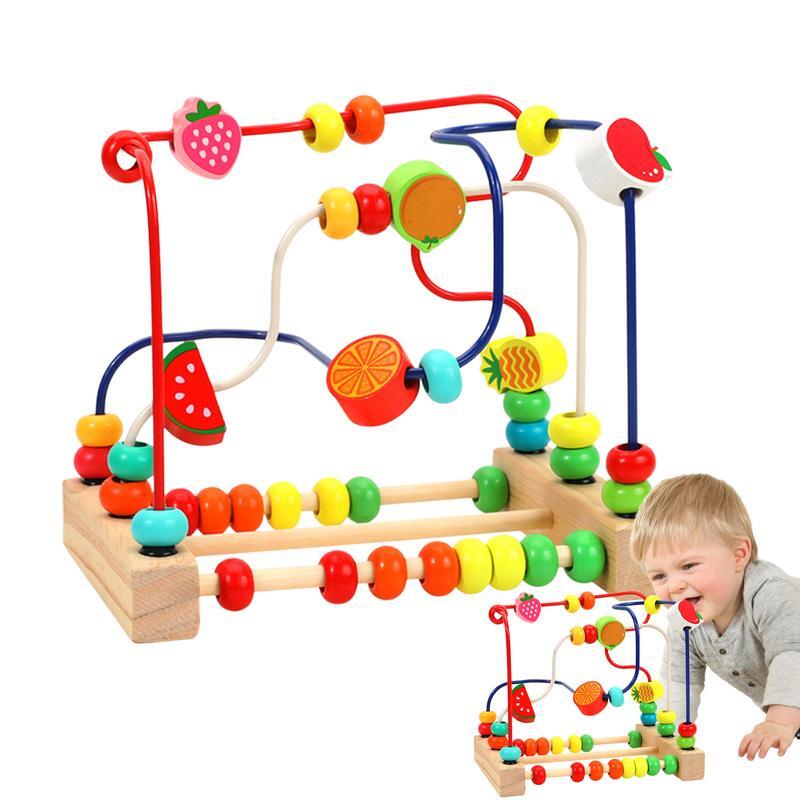 Houten Kraal Doolhof Achtbaan Houten Kralen Spel Cirkel Speelgoed Draagbare Educatieve Leren Cirkel Speelgoed Voor Kinderen