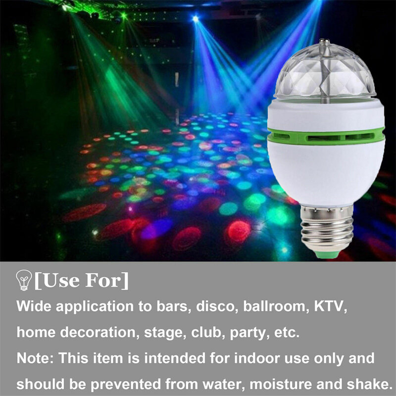 Lampe de scène en cristal à LED, ampoule rotative, boule RVB colorée, lampe de fête DJ, Noël, document complet, 3W
