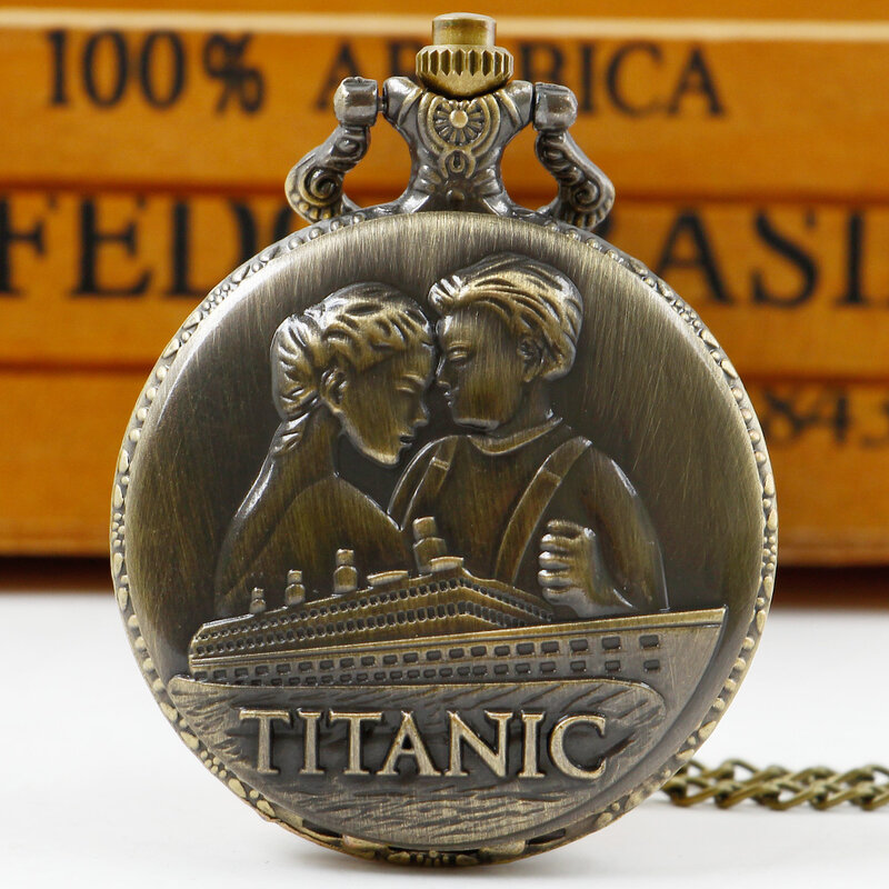 Classic Movie Theme Couple Quartz Pocket Watches Vintage Charm Necklace Chain Pocket FOB Watch reloj