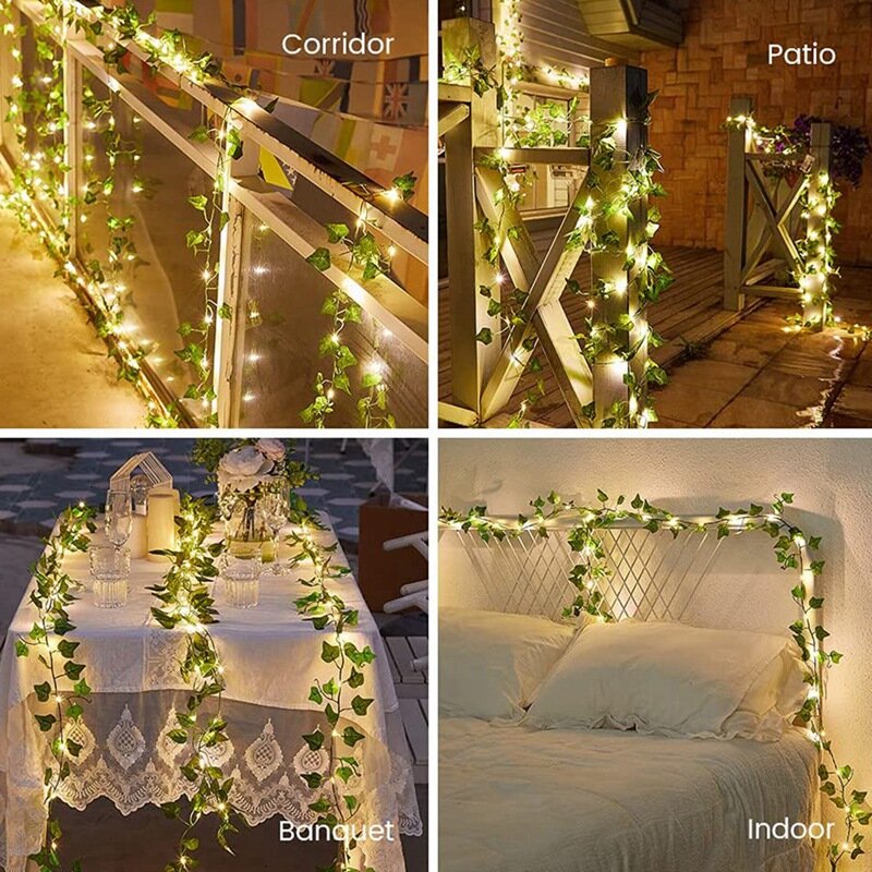 Lámpara de plantas artificiales, luz de 20LED de 2M de longitud, adecuada para exteriores, fiesta de cumpleaños, Navidad, habitación, pared, decoración de boda