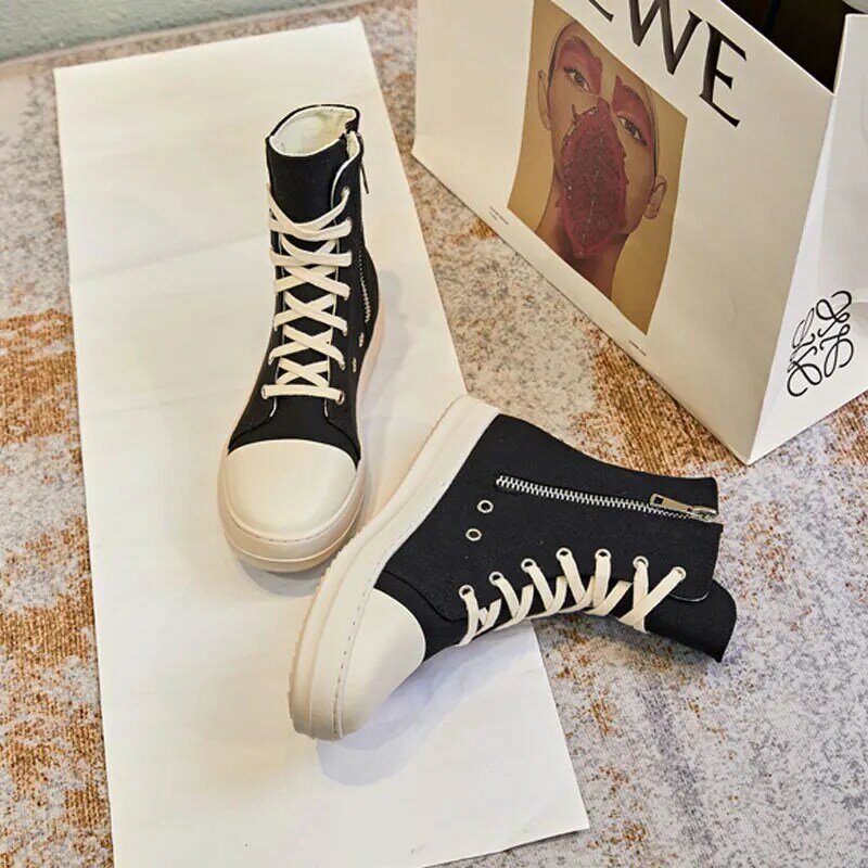 Owens Sneakers Voor Dames, Sneakers Voor Heren, Vrijetijdsschoenen Voor Herfst En Winter, Luxe Canvas Hoge Sneakers