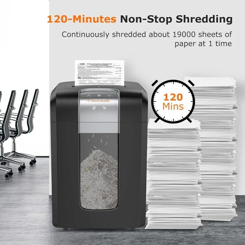 Bonsaii 20 Sheet Office Paper Shredder, 120-Minute Cross-Cut Heavy Duty Shredders Black (3S30 Upgrade)