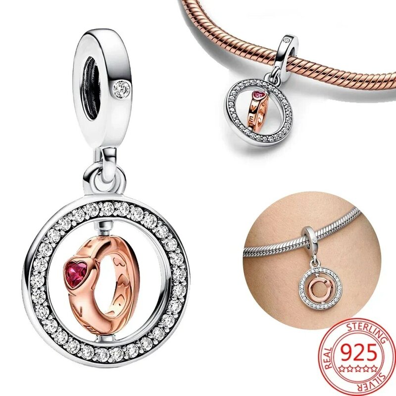 Cadenas coloré en argent regardé S925 pour filles, style clé d'amour, breloque pour bracelet Pandora, cadeau de bijoux à la mode, nouveau, 2023
