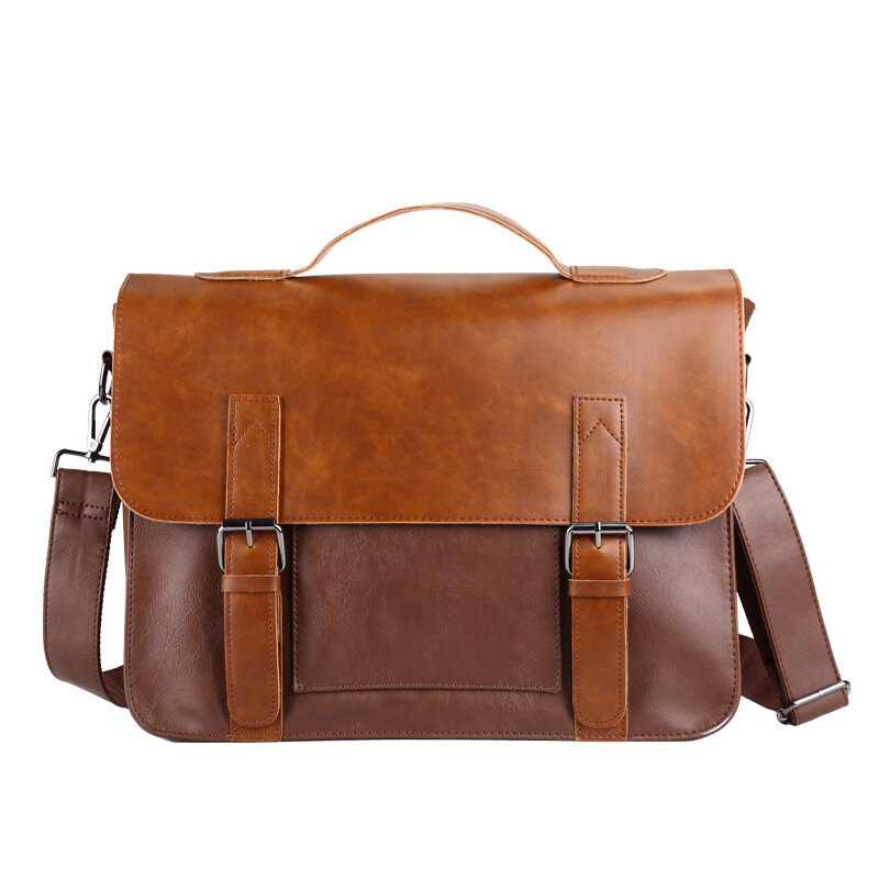 Fashion Leather Briefcase Men Women Handbags Waterproof Large Capacity  Messenger Bags Briefcase Laptop Shoulder Crossbody Bag