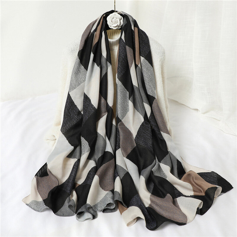 Теплая уютная новая клетчатая шаль из пашмины добавляет тепла и стиля нарядам универсальная, легко сочетается