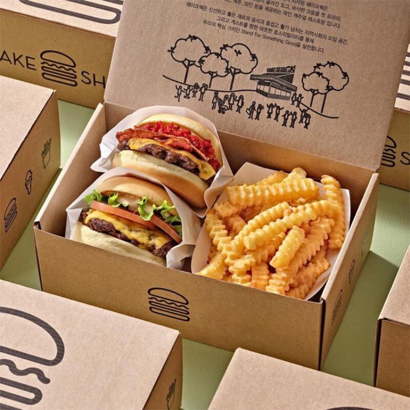 Kunden spezifisches Produkt individuell bedruckte Kinder snacks setzen Hamburger Burger Fast-Food-Papier behälter für Pommes Frites gebratenes Huhn Flügel