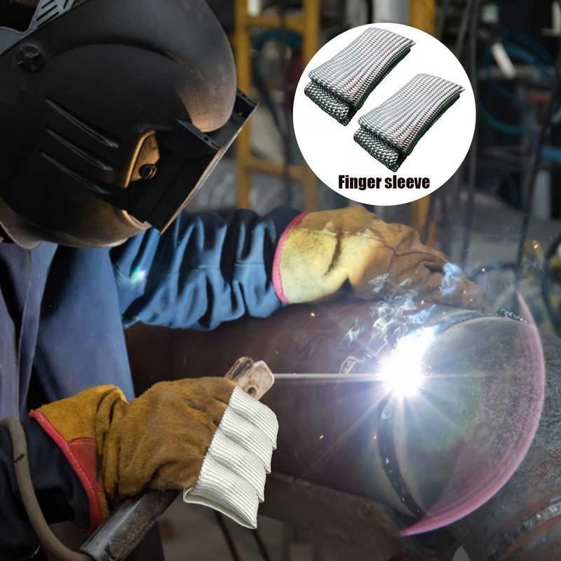 2PCS Welding Tips Tricks Tig Durable Finger Heat Shield Potector Heat Resistance Protective Gloves High Temperature Insulation