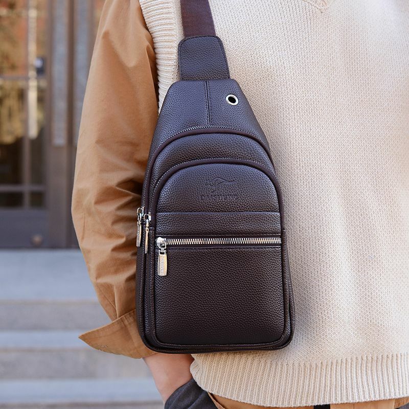 Мужская сумка-мессенджер MOOWOO из натуральной кожи, нагрудные сумки, мужская сумка через плечо, деловые сумки через плечо, повседневная мужская нагрудная сумка с USB-зарядкой