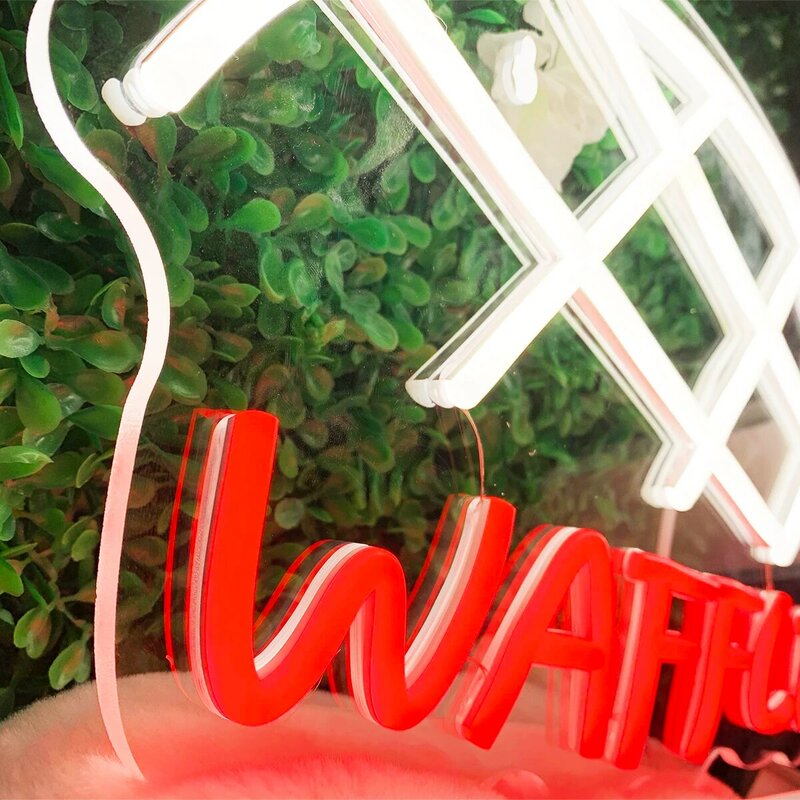 Waffle Neon Lights, Green Neon Lights, Party Signs, Room Decorations, Living Room Decorations