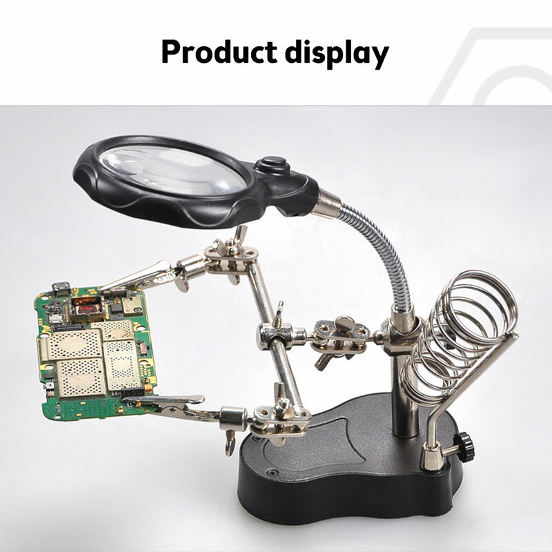 Zacisk ręczny zacisk LED szkło powiększające lutownica stojak lupa spawanie Rework naprawa uchwyt narzędzia DIY pomocniczy zacisk