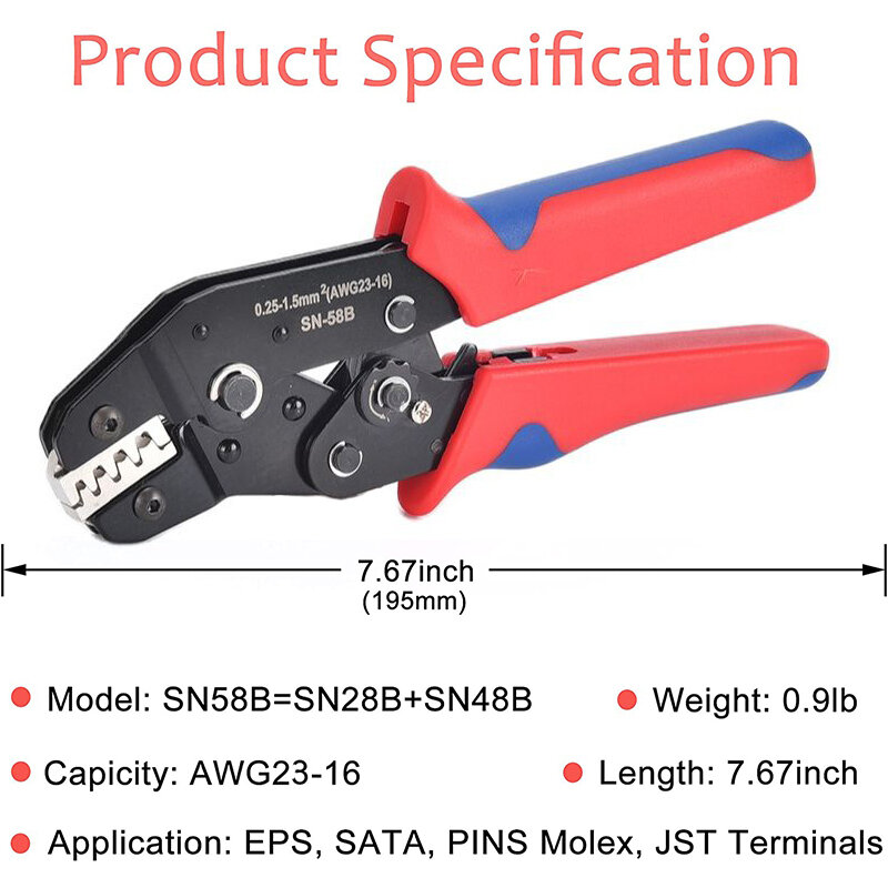 Jeu de pinces à sertir SN-58B XH2.54 SM, pince à ressort pour JST ZH1.5 2.0PH 2.5XH EH SM Servo Connecteurs trousse à outils de sertissage