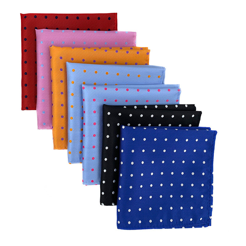 Hot Sale Man's 25*25CM Pocket Square Fashion Classic Dot Polyester Handkerchief for Casual Daily Business Wholesale