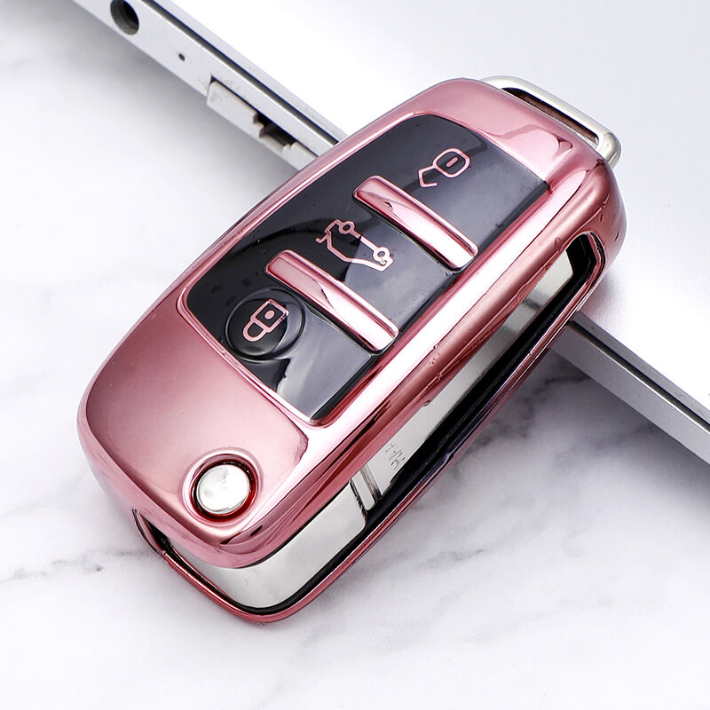 Чехол для ключей, из ТПУ, для Audi A1, A3, A4, A5, A6, A7, Q5, S6, B6, B7, B8, C6, 8P, 8V, 8л, TT, RS, складной, с креплением для ключей