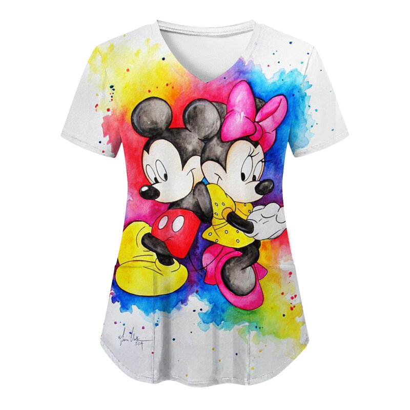 Uniforme de enfermagem feminina Disney, camiseta feminina, tops de trânsito, camiseta engraçada, loja de roupas, 2021
