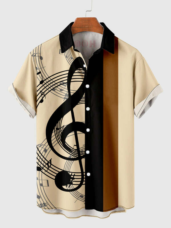 하와이안 아트 음악 요소 노트, 3D 인쇄 반팔 셔츠, 하라주쿠 패션, 새로운 패션