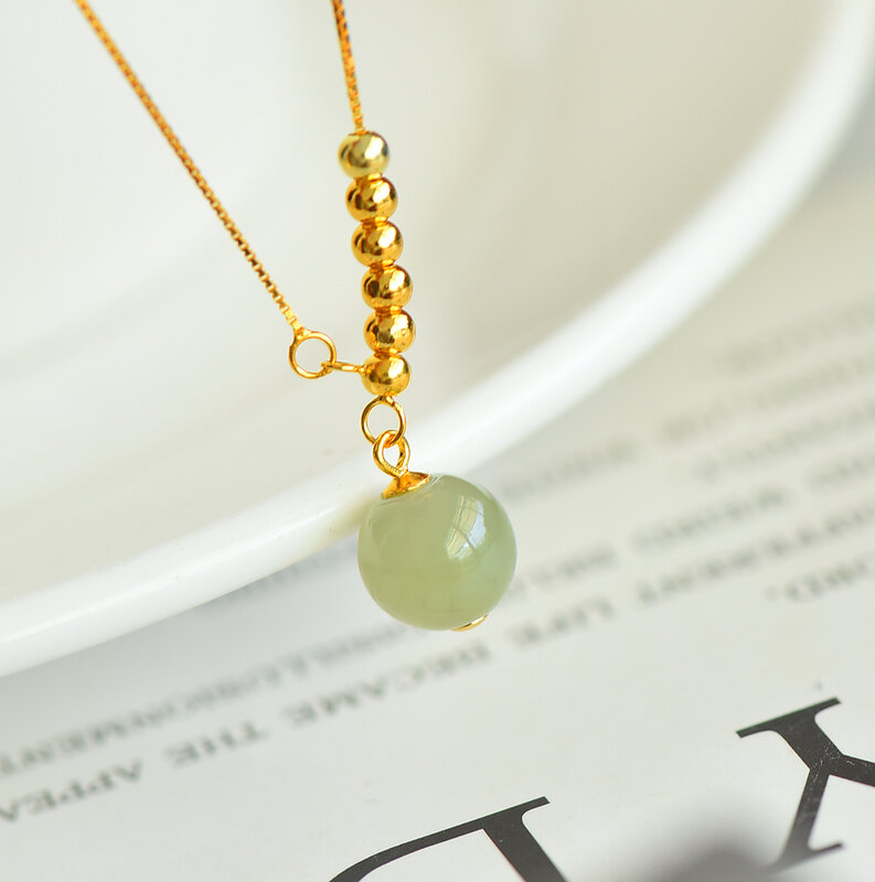 Серебряное ожерелье с цепочкой до ключицы S925, подвеска из гетянийского нефрита, Амулет из натурального камня, подвески, ювелирные изделия для стильных девушек