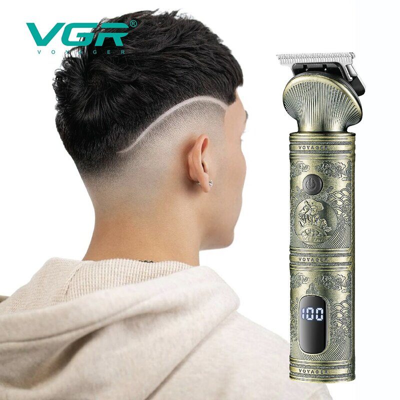 Zestaw do pielęgnacji VGR maszynka do włosów 6 w 1. maszynka do strzyżenia włosów trymer do nosa golarka trymer do ciała profesjonalny akumulator metalowy Vintage V-106