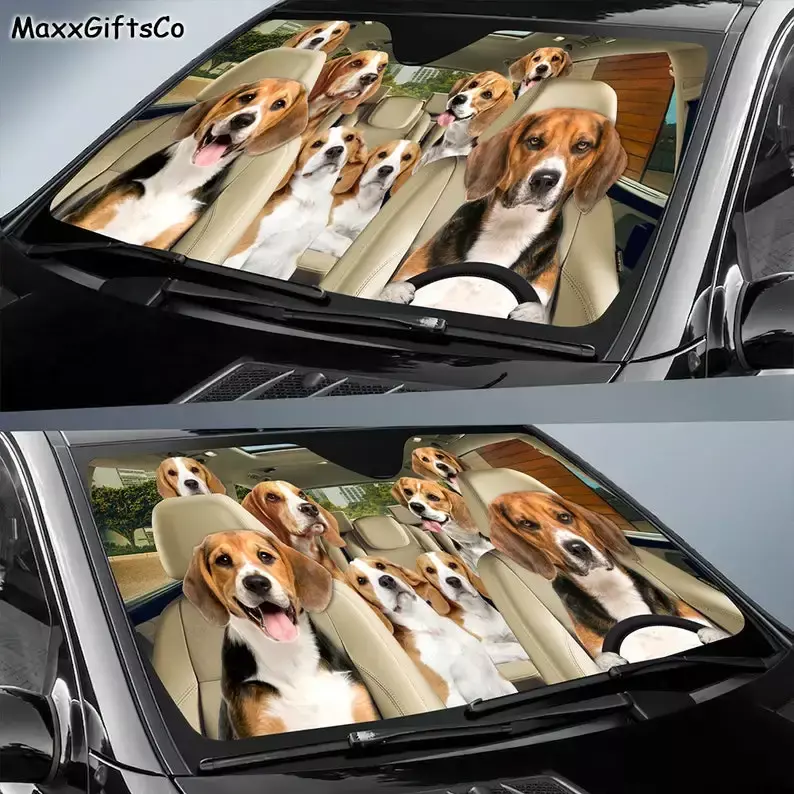 Автомобильный солнцезащитный козырек Beagle, солнцезащитный козырек Beagle для всей семьи собак, автомобильные аксессуары для собак, подарок для любителей Бигля, украшение автомобиля, подарок F
